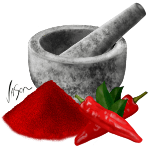 mortar and pestle with peppers 640x640