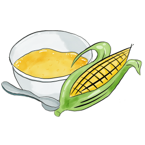 Polenta Picture of polenta in bowl with corn cobb and spoon