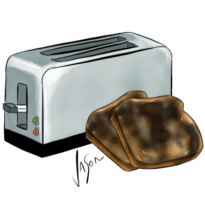Picture of toaster with burnt toast
