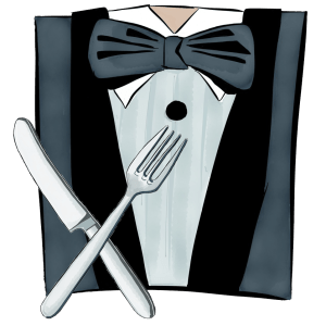 Bachelor Picture of tuxedo with knife and fork